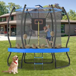 Trampoline 8pi avec panier de basketball, filet et échelle