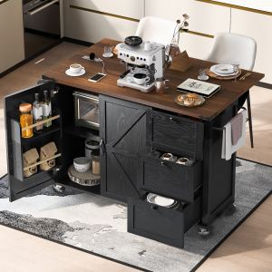 Îlot cuisine fermette 54,5 po noir, prise électrique