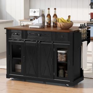 Îlot cuisine K&K 58po porte grange tiroirs roulettes
