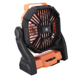 Ventilateur de camping USB rechargeable avec lanterne LED orange