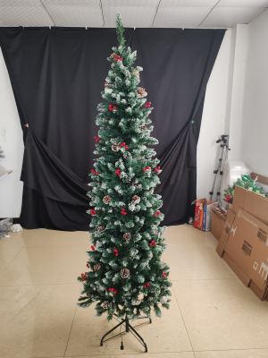 Sapin Noël 7,5pi pencil pré-décoré, pliable