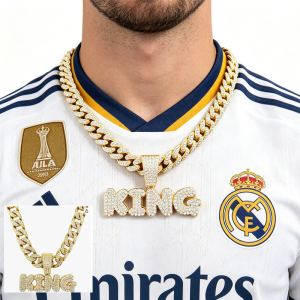 Collier Pendentif Football 13mm Diamant Complet Or Zircon