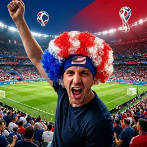 Perruque casque supporter Coupe du monde USA