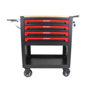 Chariot à outils 4 tiroirs avec roues et plateau bois