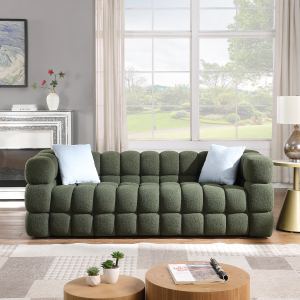 Canapé 3 places boucle 84,3" - Structure ergonomique, vert olive