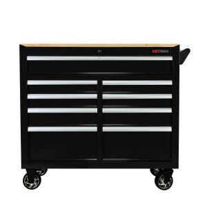 Chariot à outils 9 tiroirs avec roues et plateau bois