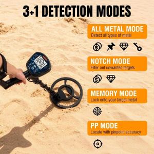 Détecteur de métaux professionnel haute précision 4 modes sonde 10" IPX7