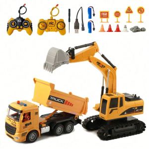 Camion benne RC excavatrice 2 en 1 sons lumières jouet