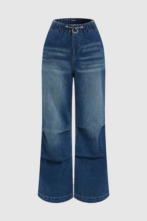 Pantalon droit large taille élastiquée non-élastique