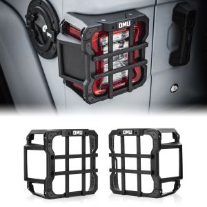 OMU Genesis Series Aluminum Tail Light Cover Compatible With 2018   Wrangler JL, Protector Cover Tail Light Lamps Protected Trim Guards  Suitable For LED Lamp Version Only