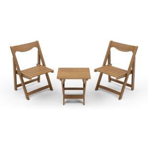 Ensemble bistro extérieur HIPS pliable 2 chaises teck