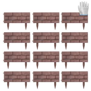 Bordure jardin 12 pcs pierre PP connecteurs rotatifs rouges