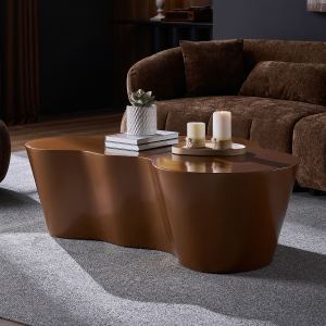 Table café 50'', fibre verre, brun, sans assemblage