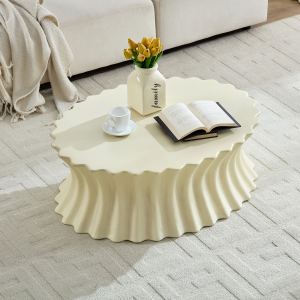 Table à café ovale 35,04'' vintage fibre de verre, beige