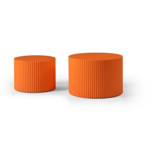 MDF Nesting Table Set Of 2,Handcraft Round Coffee Table For Living Room Leisure Area, Orange