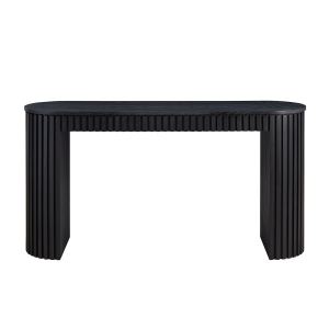 Table console moderne tiroir, design rayures verticales, noir