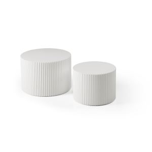 Ensemble 2 tables gigogne rondes blanches MDF