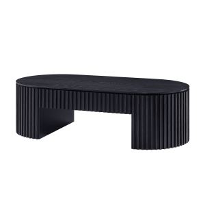 51.18   Oval Wood Coffee Table With Drawer  Mid Century Modern Coffee Table Unique Coffee Table For Living Room Furniture, Tea Table BLACK