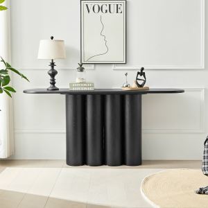 Table console moderne pieds cylindres, entrée hall, noir