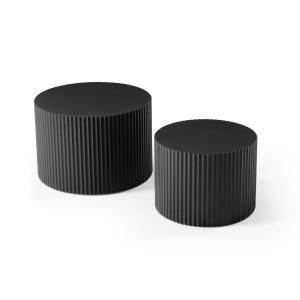 Table gigogne MDF 2 pcs, table café noire