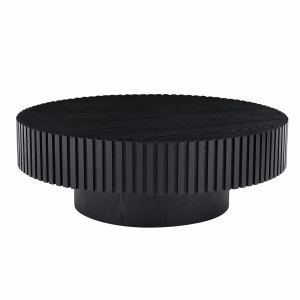 Table basse ronde nid 31,49 po bois café salon moderne noir