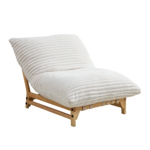 Sofa paresseux 1 place sans accoudoirs velours côtelé blanc