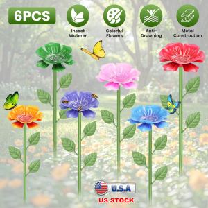 6 stations abreuvement abeilles fleurs artificielles jardin
