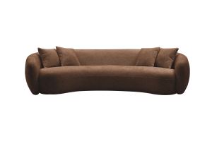 Sofa 5 places Boucle 102 po, courbe, brun