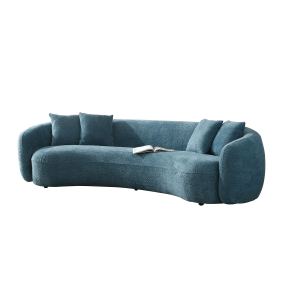 Canapé Boucle demi-lune moderne modulable, polaire bleu, 102po