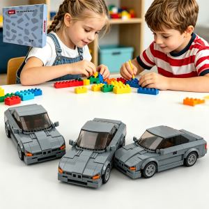 337PCS Blocs de construction voiture sport grise rétro classique