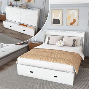 Lit Murphy 57po tiroirs chargement roues silencieuses blanc W509