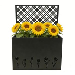 Bac jardin surélevé métal treillis 35,5x11,9x47,3 po noir Tulip