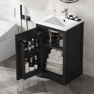 Vanité salle bain 20 po noir portes fermeture douce