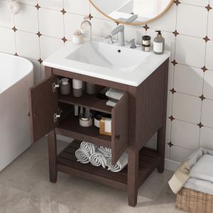 Meuble vanité 24po brun céramique bois chêne