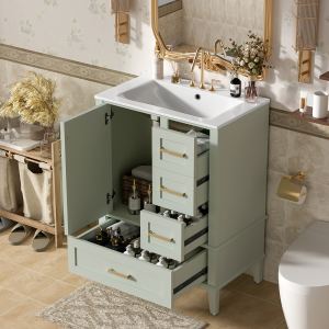 Vanité salle bain 24,8po céramique cabinet indépendant
