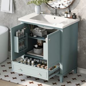 Meuble-lavabo 30" combo évier, rangement, vert