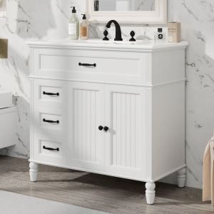 Vanité 36 po avec lavabo, 2 paquets, blanc, MDF