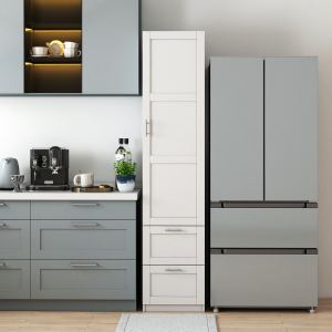Armoire cuisine garde-manger, 1 porte 2 tiroirs, blanc