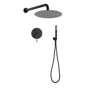 Ensemble pommeau douche rond 10 po noir mat avec douchette