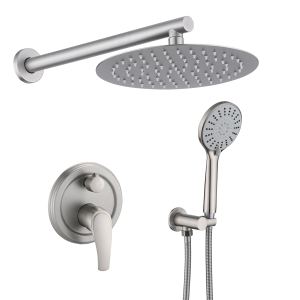 Douche murale 10 po avec pommeau pluie haute pression et tête téléphone 5 fonctions