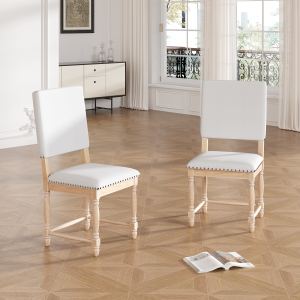 TOPMAX chaises de salle à manger 2pc velours traditionnelles dossier rembourré naturel