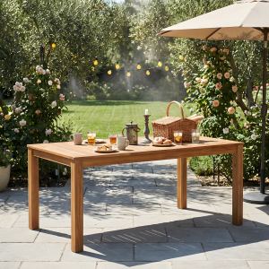 TOPMAX Patio Wooden Dining Table, Outdoor 67 L Rectangular Table For Poolside, Backyard, Garden, Indoor Outdoor, Natural