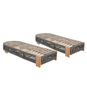 Ensemble 2 chaises longues acacia gris corde extérieur