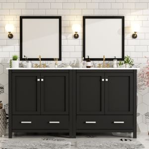 Vanité salle bain noir double 60po moderne