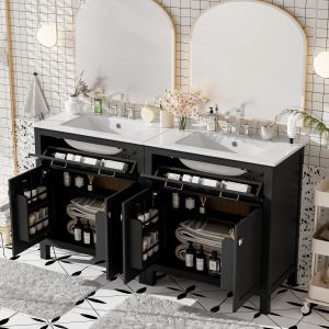 Meuble salle de bain 60 po double vanité noir