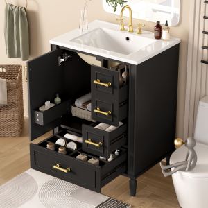Meuble salle de bain 24 po vanité céramique or