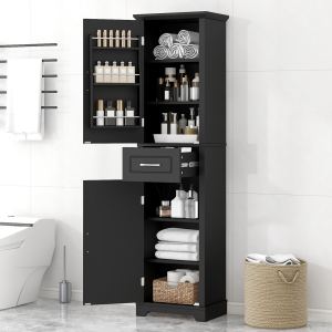 Armoire rangement salle bain 2 portes noir