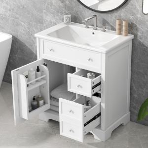 Vanité 30po Évier Porte 2 Tiroirs MDF Blanc