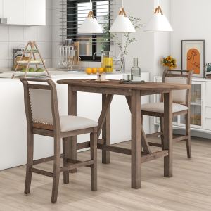 TOPMAX ensemble table hauteur comptoir 3 pièces brun