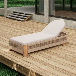 Chaise longue extérieur acacia bois dossier ajustable beige